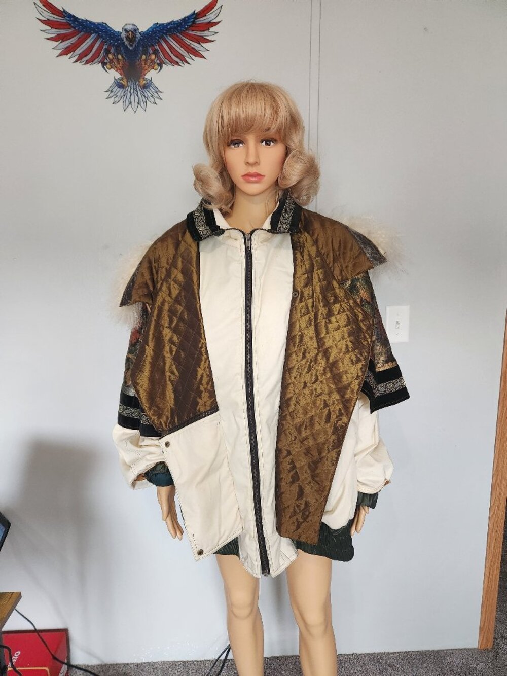 #809 Vintage Polyester/Mongolian fur coat
